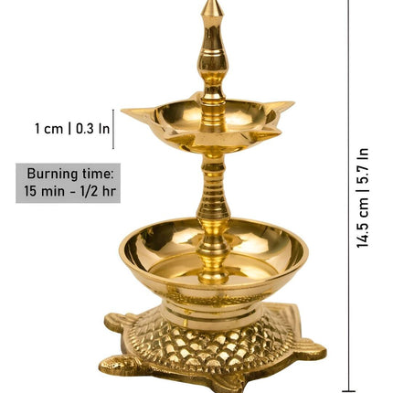 Spillbox Gold-Toned Brass Kachua Fancy Diya Pooja Essential