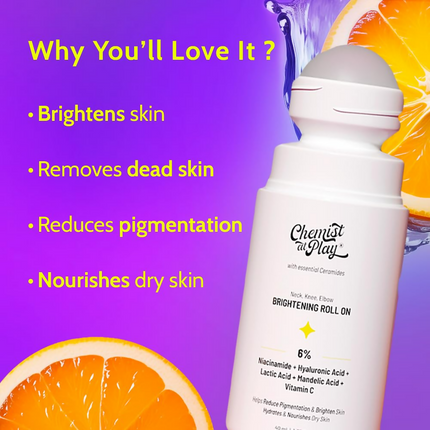Chemist at Play Vitamin C Neck Knee Elbow Brightening Roll On for Men & Women