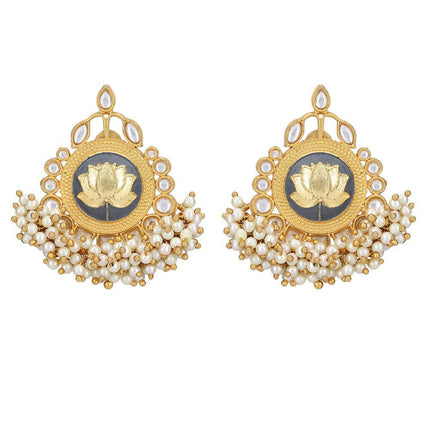 Joban Fashion Women Lotus Style Matte Gold Earrings
