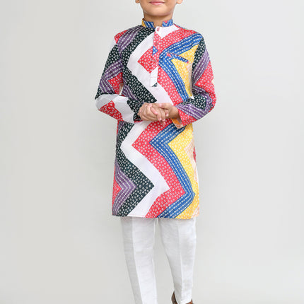 Joban Fashion Satin Silk Multicolor Kurta With Straight Fit Pant