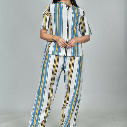 Morchari Digital Print Semi Muslin Co-Ord Set Top & Trouser-Multicolor