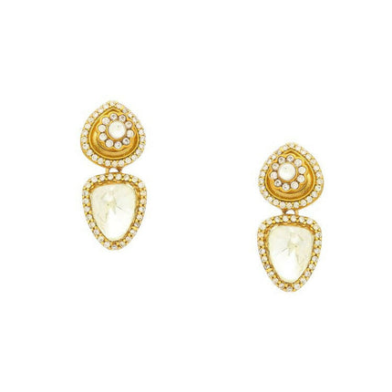 Gold Toned Kundan Earrings - Ruby Raang