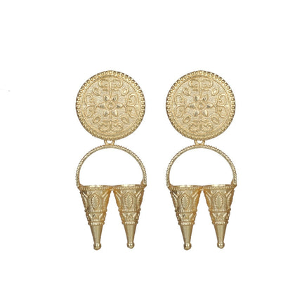 Joban Fashion Women Matte Gold Brass Earrings