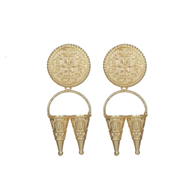 Joban Fashion Women Matte Gold Brass Earrings