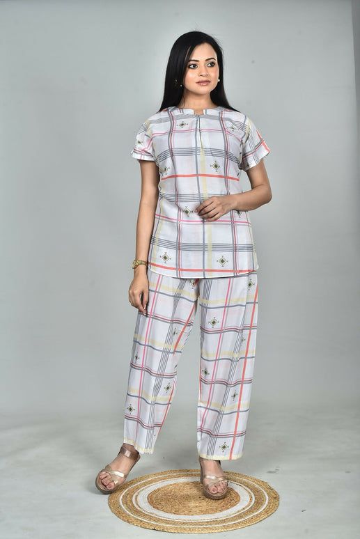 Morchari Digital Print Semi Muslin Co-Ord Set Top & Trouser-Multicolor