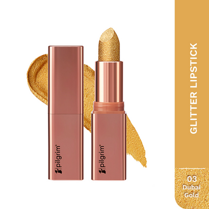 Pilgrim Glitter Lipstick With Matte Finish - Dubai Gold03