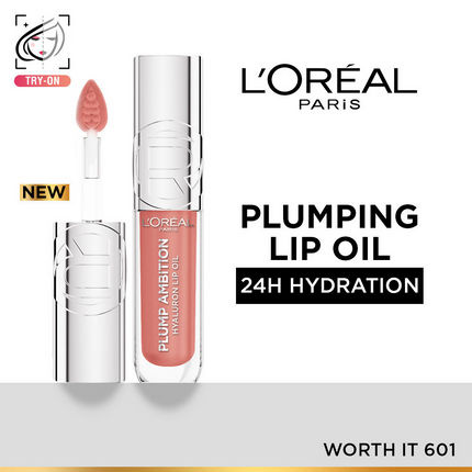 L'Oreal Paris Plump Ambition Hyaluron Lip Oil - 601 Worth It