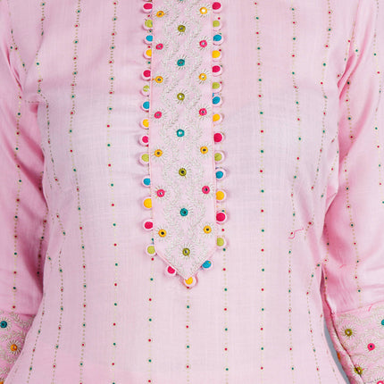 Shehnaai Pink With Gold Dot Print Suit