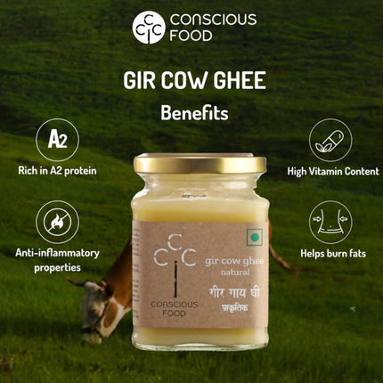 Conscious Food A2 Gir Cow Ghee (Bilona Preparation) | 100% Gir Cow Ghee | Homemade & Organic Ghee