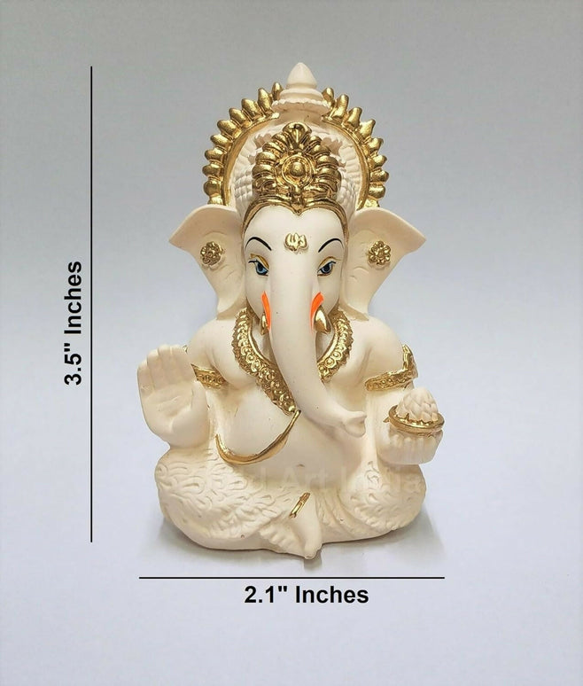 Gold Art India Peach Ivory Finish Ganesha Idol