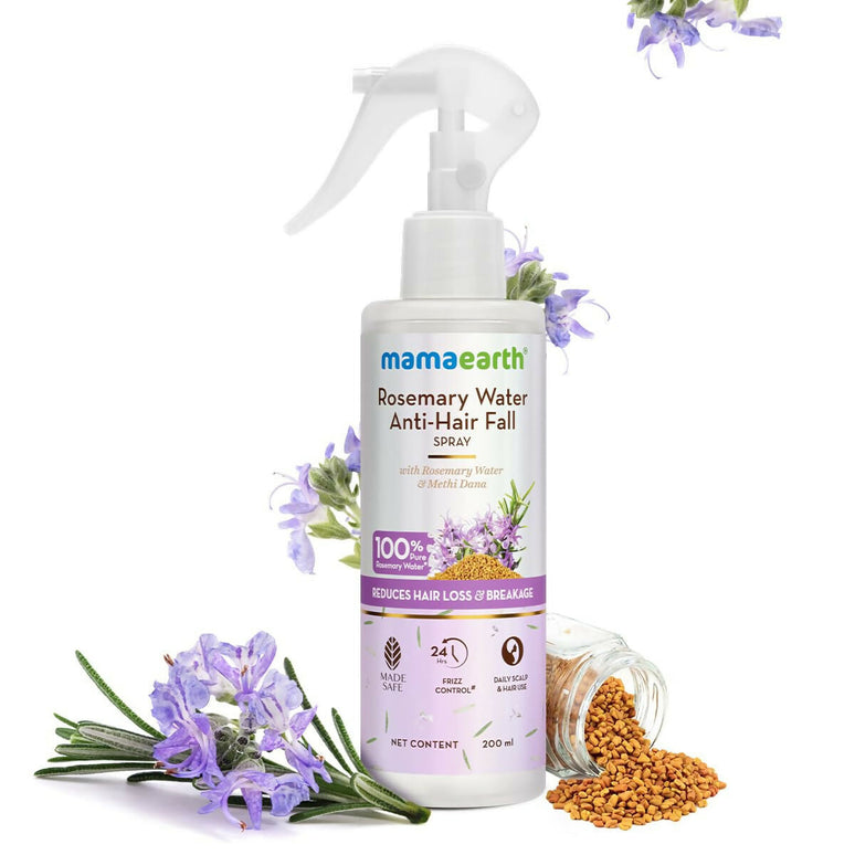 Mamaearth Rosemary Water Anti-Hair Fall Spray with 100% Pure Steam Distilled Rosemary Water & Methi Dana for Hair