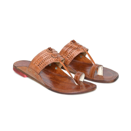 Stepsoft Men'S Leather Kolhapuri Chappals – Handcrafted Ethnic Flats (Brown)