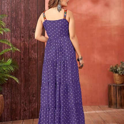 Aastha Fashion Purple Faux Blooming Georgette Glamorous Festival Wear Designer Navratri Gown Collection