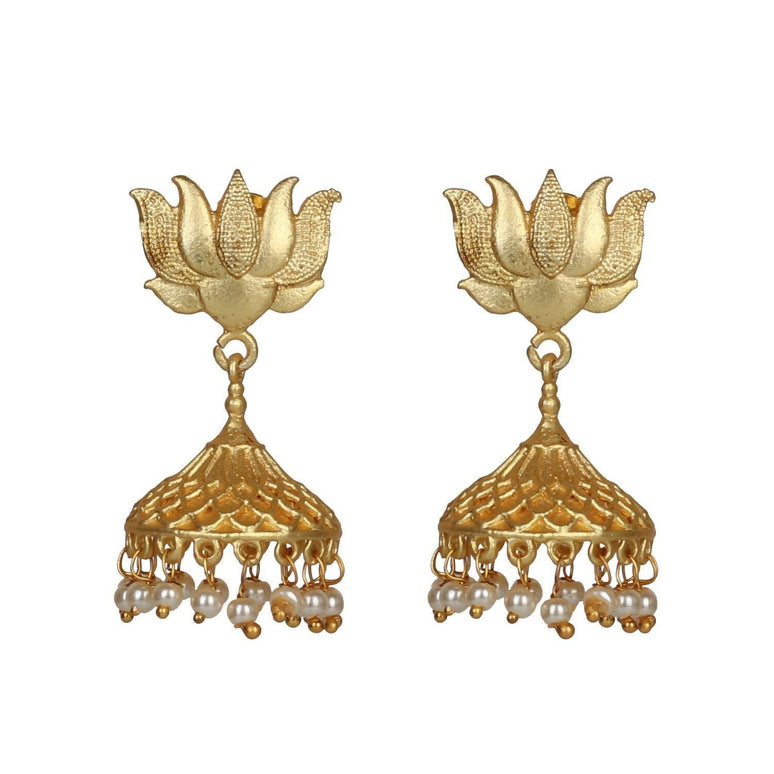 Joban Fashion Women Matte Gold Brass Jhumka