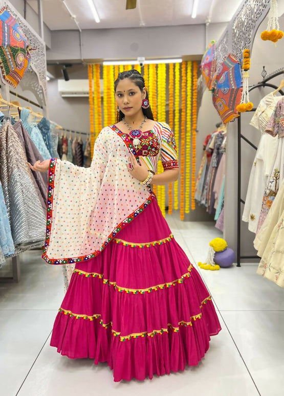 Aastha Fashion Rani Rayon Readymade Lace Semi Stitched Wedding Wear Lehenga Choli