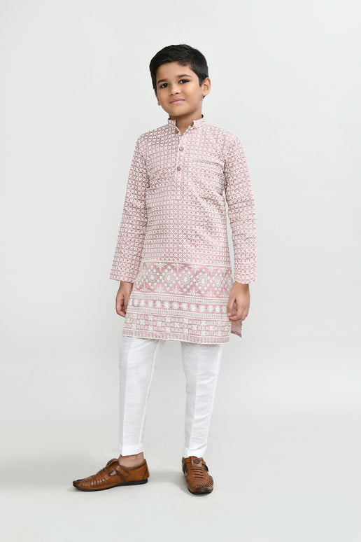 Joban Fashion Art Silk Onion Pink Kurta With Straight Fit Pant