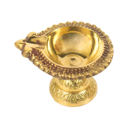 Spillbox Gold-Toned Brass Laksmi Kuber Diyas Stand Pooja Essential