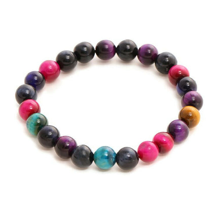 Red Carnelian, Lapis Lazuli, Amethyst and Green Avanturine Multicoloured Black Toned crystal bracelet - Ruby Raang