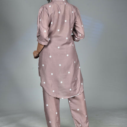 Morchari Digital Print Semi Muslin Co-Ord Set Top & Trouser-Multicolor