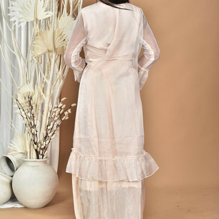 Morchari Women Hand Embroidery Crop Top-Light Peach