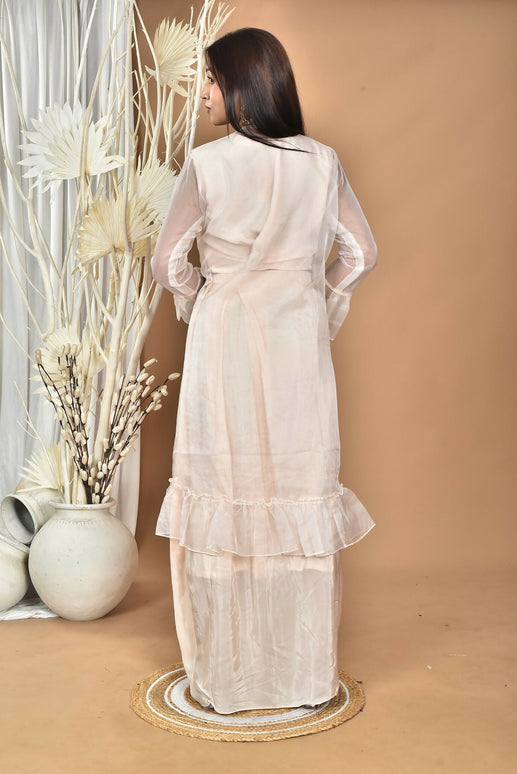 Morchari Women Hand Embroidery Crop Top-Light Peach