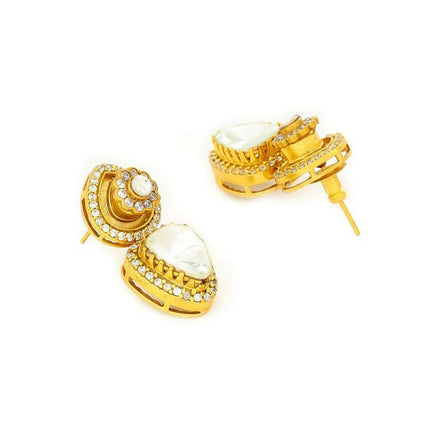Gold Toned Kundan Earrings - Ruby Raang