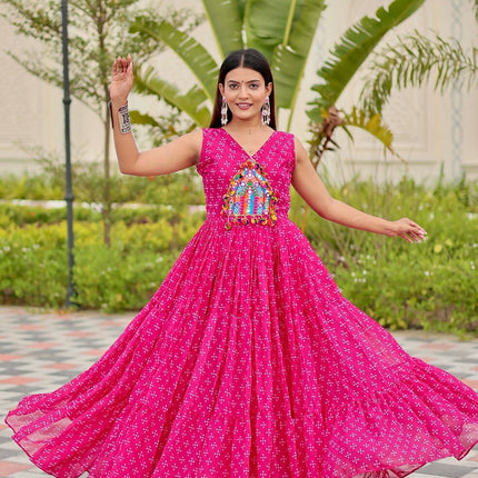 Aastha Fashion Magenta Faux Georgette Party Wear Designer Gown Collection