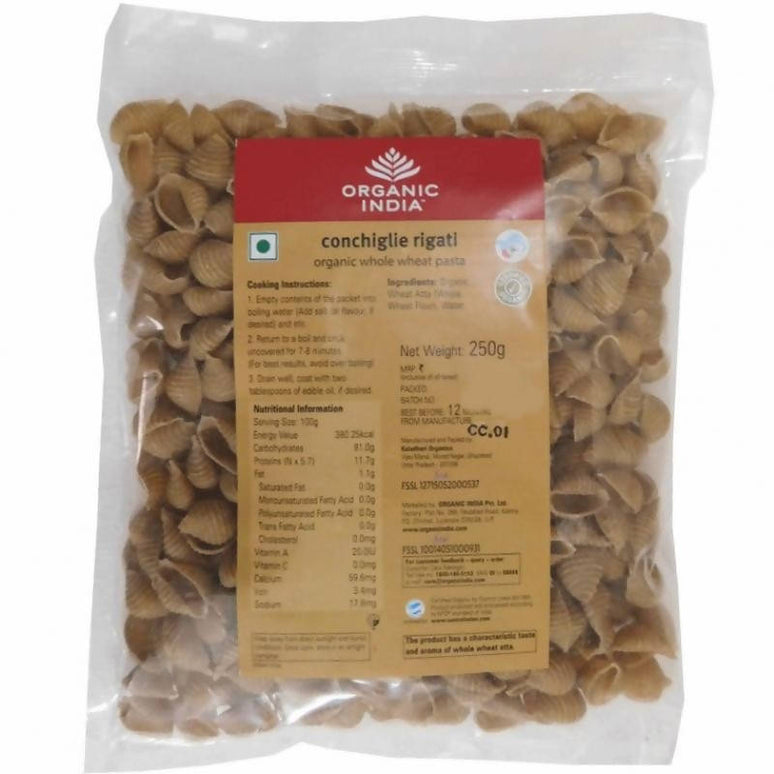 Organic India Conchiglie Rigati Organic Whole Wheat Pasta