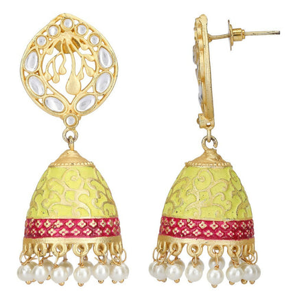 Joban Fashion Women White Beats Matte Gold Jhumka