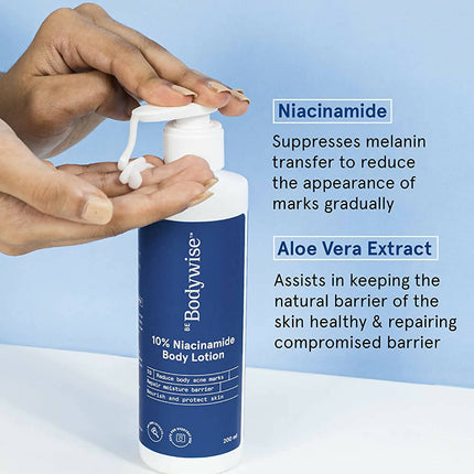 BeBodywise 10% Niacinamide Body Lotion for Reducing Acne Marks With Aloe vera extract, All Skin Types