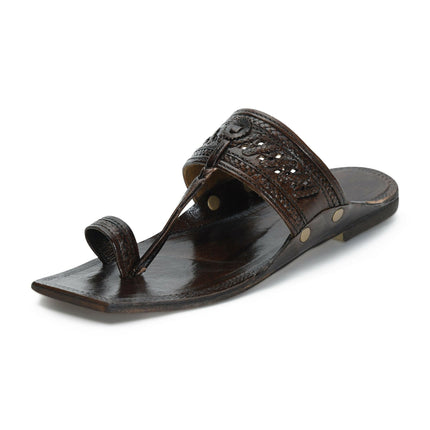 Stepsoft Men'S Brown Kolhapuri Chappal | Cutwork Leather Ethnic Slip-On Footwear