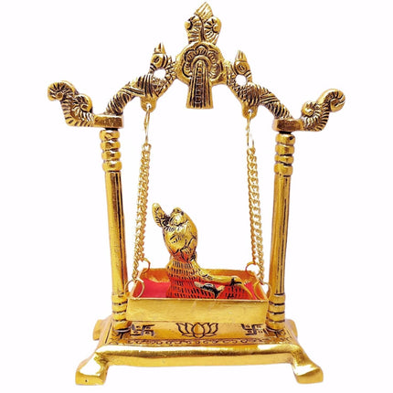 Chhariya Crafts Metal Krishna Jhula Laddu Gopal Idol