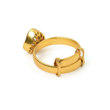 Kundan Gold plated Trillion cut Ring - Ruby Raang