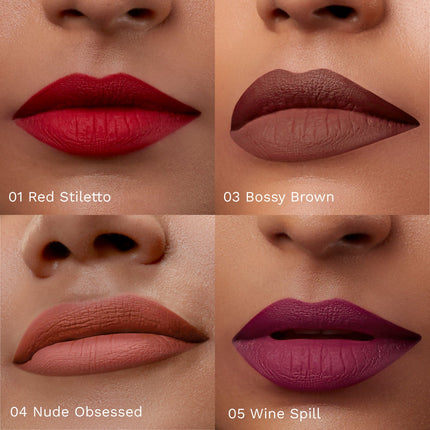 Pilgrim Matte Mini Liquid Lipstick 4 In 1 Pack Smudgeproof, Hydrating & Lightweight - Always On Top