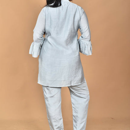 Morchari Women Hand Embroidery Co-Ords-Grey