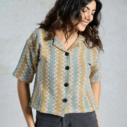 Multi Knited Wevon Designer Shirt - Hiral Fashion