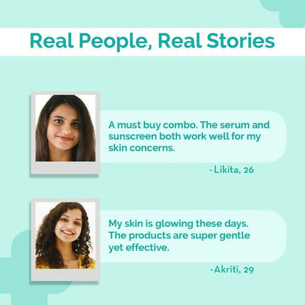 The Derma Co Radiant & Glowing Skin Combo: 2% Kojic Acid Face Serum & C-Cinamide Radiance Sunscreen Aqva Gel