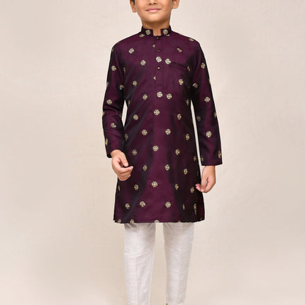 Joban Fashion Satin Silk Magenta Kurta With Straight Fit Pant