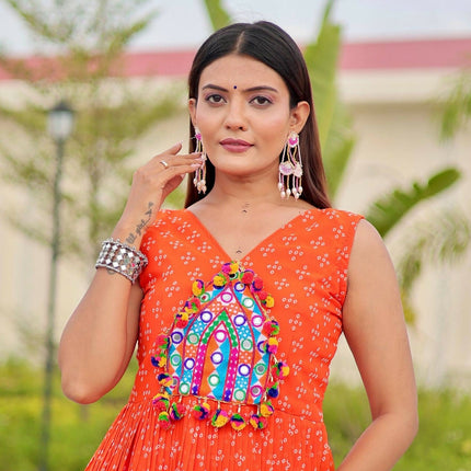 Aastha Fashion Orange Faux Georgette Party Wear Designer Gown Collection