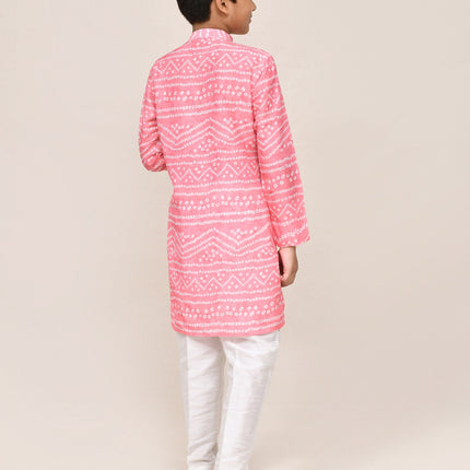 Joban Fashion Cotton Silk Pink Kurta With Straight Fit Pant