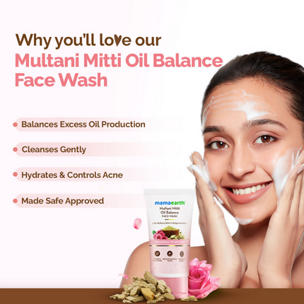 Mamaearth Multani Mitti Oil Balance Face Wash With Multani Mitti & Bulgarian Rose