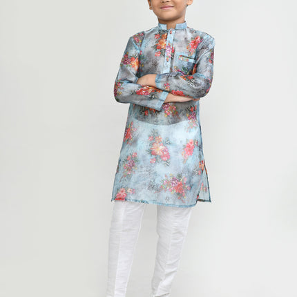 Joban Fashion Georgette Sea Green Kurta With Straight Fit Pant