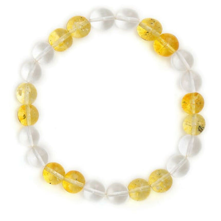 Clear Quartz & Citrine Yellow and White Beads Bracelet - Ruby Raang