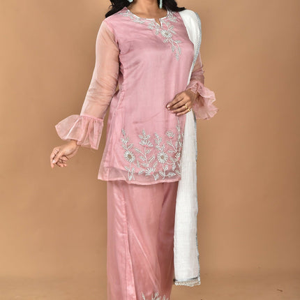 Morchari Women And Hand Embroidery Palazzo Set-Peach