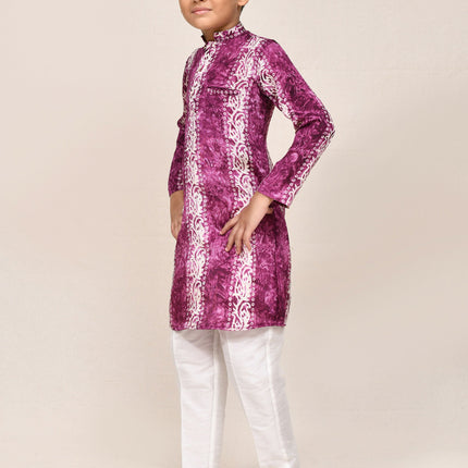 Joban Fashion Silk Purple Kurta With Straight Fit Pant