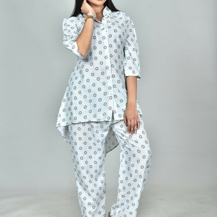 Morchari Digital Print Semi Muslin Co-Ord Set Top & Trouser-Multicolor