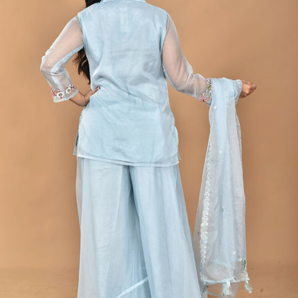 Morchari Women And Hand Embroidery Palazzo Set-Sky Blue