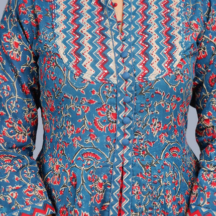 Shehnai Blue Anarkali Double Dress With Matching Printed Dupatta