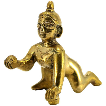 StonKraft Brass Laddoo Gopal Baby Krishna Murti Idol