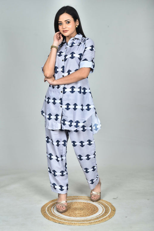 Morchari Digital Print Semi Muslin Co-Ord Set Top & Trouser-Multicolor